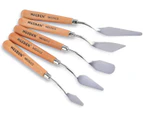 5 Pcs Artist Stainless Steel Spatula Palette Knife Set，solid Beech Wood Grip Handle,perfect For Oil, Acrylic Painting & Color Mixing,cake Icing
