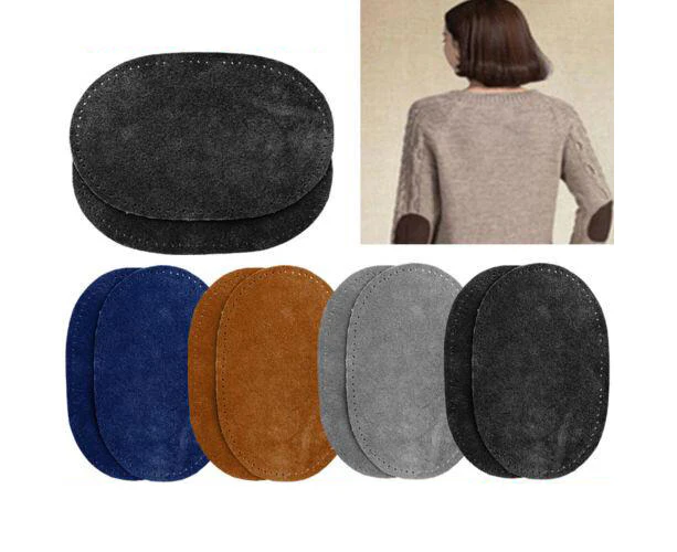 2pcs Sew Suede Pu Leather Elbow Knee Patches Diy Sewing Applique Craft 4 Colors - Brown