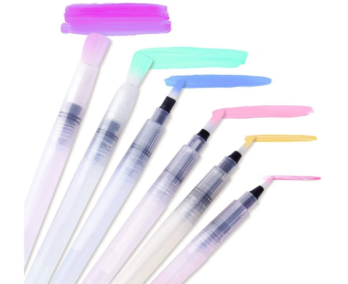 Water Brush Pens Set Of 6 Assorted Brush Tip Watercolour Brush Pen Water Paintbrush Water Soluble Pencils Coloring Brush Pen For Watercolor