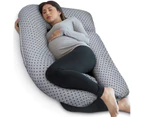 Pharmedoc Pregnancy Pillow With Jersey Cover, U Shaped Full Body Pillow(grey With Star Pattern)