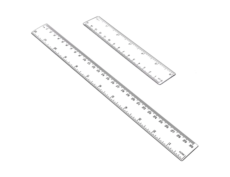 2 Pieces Plastic Ruler Flexible Ruler with Inches and Metric Measuring Tool 12" and 6" Inch