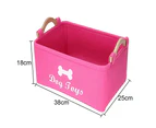 Felt toy storage box storage box pet toy storage felt box wooden handle square storage box - Pink