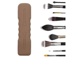 Travel Makeup Brush Holder Silicone Makeup Brush Travel Case - Light brown