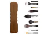 Travel Makeup Brush Holder Silicone Makeup Brush Travel Case - Dark brown
