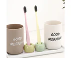 Mini Ceramic Couple Toothbrush Holder, Hand-Made Bathroom Toothbrush Holder, Toothbrush Head Holder and Office Pen Holder-Green+yellow