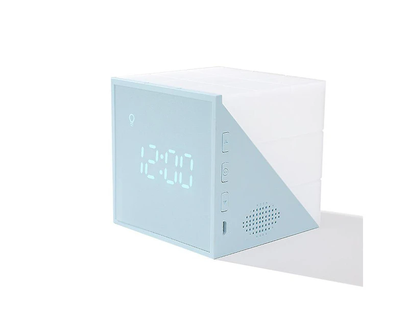 Led Digital Alarm Clock 12/24 Hours Bedside Clock Kids Portable Bedroom Desktop Voice Control1pcs-blue