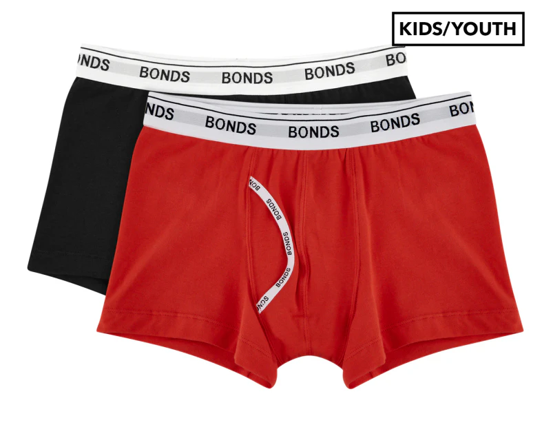 Bonds Boys' Guyfront Trunks 2-Pack - Black/Red