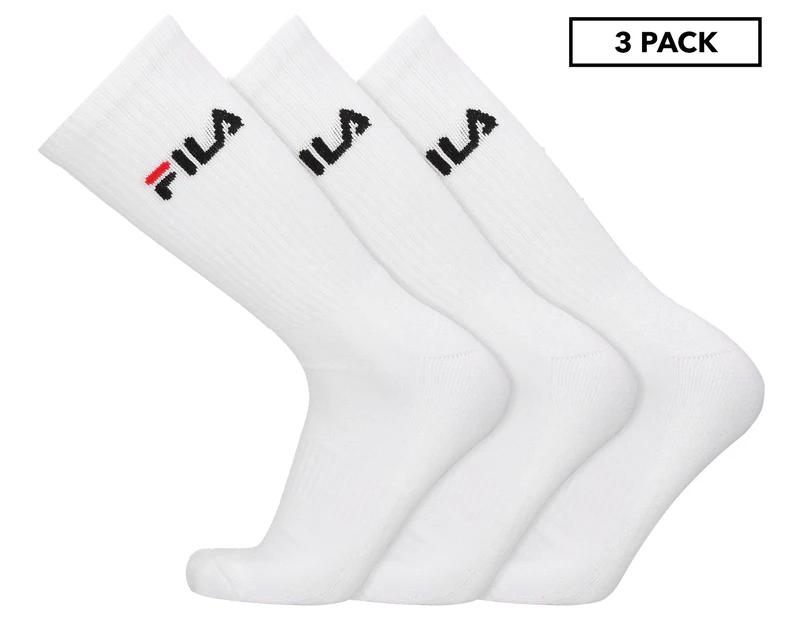Fila Men's Sports Crew Socks 3-Pack - White