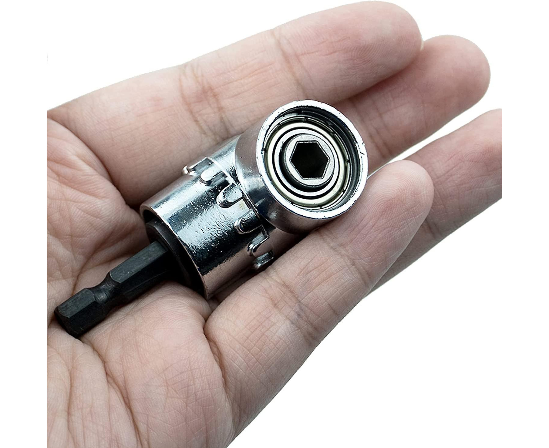 Rotary Right Angle Drill Bit Adapter Screwdriver Bit Attachment (silver)  (1pcs)