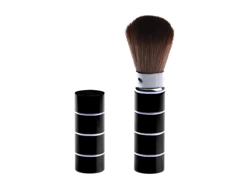 Metal Thicken Telescopic Blush Brush Loose Powder Mineral Foundation Makeup Tool--Black