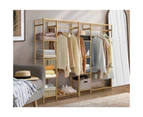 Oikiture Open Clothes Rack Wardrobe Hanging Organizer Storage Shelves