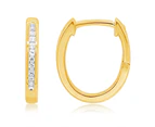 9ct Yellow Gold Hoop Earrings with 20 Brilliant Diamonds