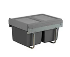 Elite Domestique 30L Twin Slide Out Concealed Waste Bin with Soft Close - Low Profile - for a 400mm Cabinet - Bottom Mounted