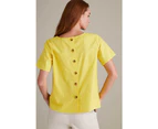 Emerge Organic Cotton Button Back Top - Womens - Sunshine