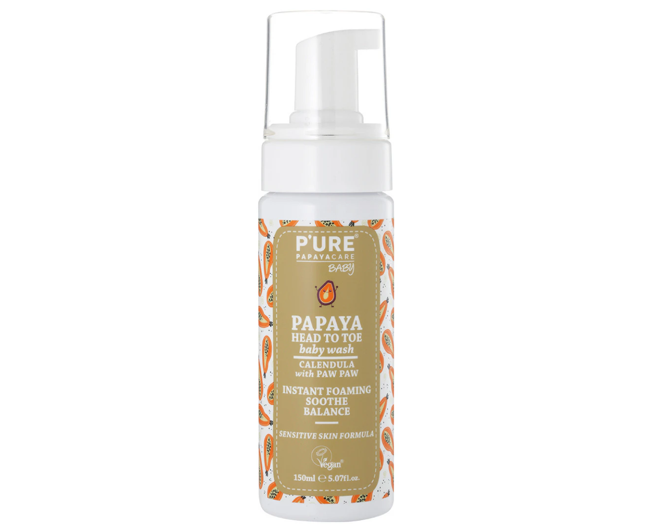 P'URE Papayacare Baby Papaya Head To Toe Baby Wash (Calendula with Paw Paw) 150ml