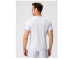 Men's Short Sleeve Quick Dry Sports T-shirts Crewneck Workout Tops Enviromental Recycled Yoga Running Tee Tops for Men- White