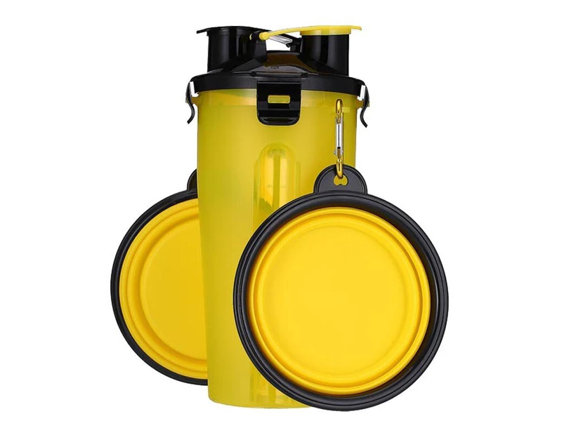 2 In 1 Multifunctional Portable Dog Food Water Bottle With Foldable Bowl - Y Two Bowl Bottle