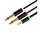 Premium 3.5mm TRS to Dual 6.35mm (6.5mm) TS Mono Stereo Audio Splitter Combine Cable Cord For Sound Mixer Amplifier Speaker - 1.5M