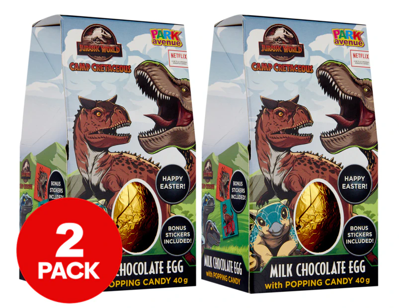 2 x Jurassic World Milk Chocolate Egg w/ Popping Candy 40g