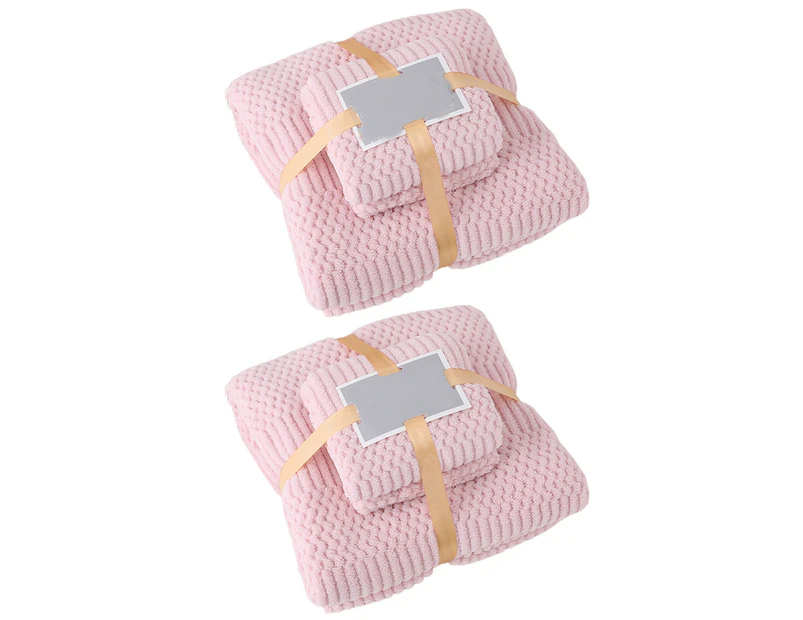 4Pcs Bath Towels Ultra Soft Bath Towel Set - Pink