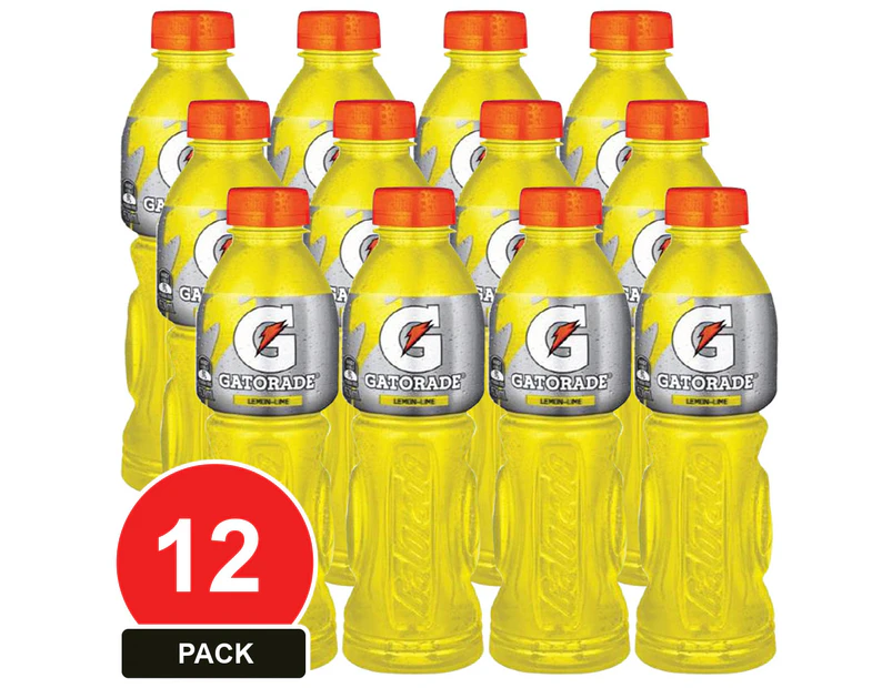 12 Pack, Gatorade 600ml Lemon Lime
