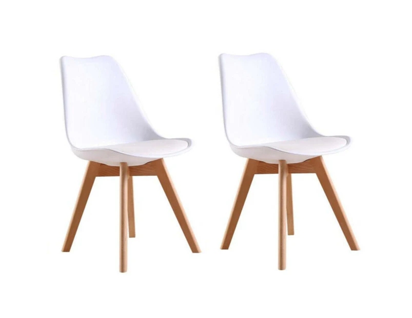 2pcs White Padded Retro Replica Dining Chairs Cafe Kitchen Beech Chair Cafe Kitchen Black or White