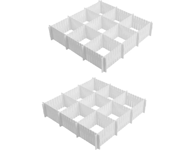 Drawer Divider Adjustable Drawer Organizer Grid Thickening Drawer Divider Partition Panel (White, 16pcs)
