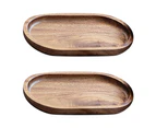 2Pcs Wooden Tray Solid Wood Serving Tray Bathroom Tray Rectangle Small Platter Tea Tray Coffee Table Tray