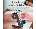 3 in 1 Wireless Charger Fast Charging Station Dock--Black