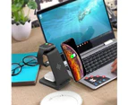 3 in 1 Wireless Charger Fast Charging Station Dock--Black