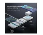3 in 1 Wireless Charger Magnetic Foldable Charging Station Fast Wireless Charging Pad--White