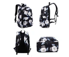 3 Piece School Backpack Lunch Bag Pencil Pouch for Teens - Black