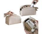 Double Zipper Cosmetic Bag Makeup Organizer Travel Toiletry Bag - White