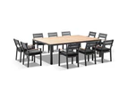 Outdoor Tuscany 10 Seat With Capri Chairs With Teak Arm Rests In Charcoal - Outdoor Teak Dining Settings