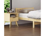 Oikiture Bed Frame King Single Wooden Platform Bed Base Frame Wood Natural Pinewood Base Headboard