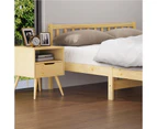 Oikiture Bed Frame Double Size Wooden Timber Bed Frame Wood Headboard