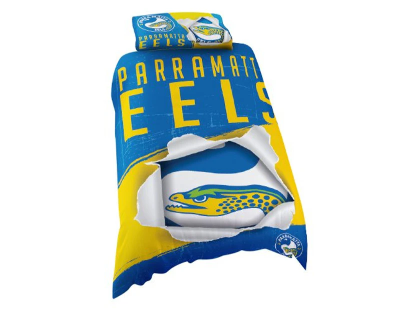 Parramatta Eels NRL SINGLE Bed Quilt Doona Duvet Cover and Pillow Case Set