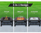3IN1 Fire Pit BBQ Grill Pits Outdoor Fireplace Patio Garden Heater Grills