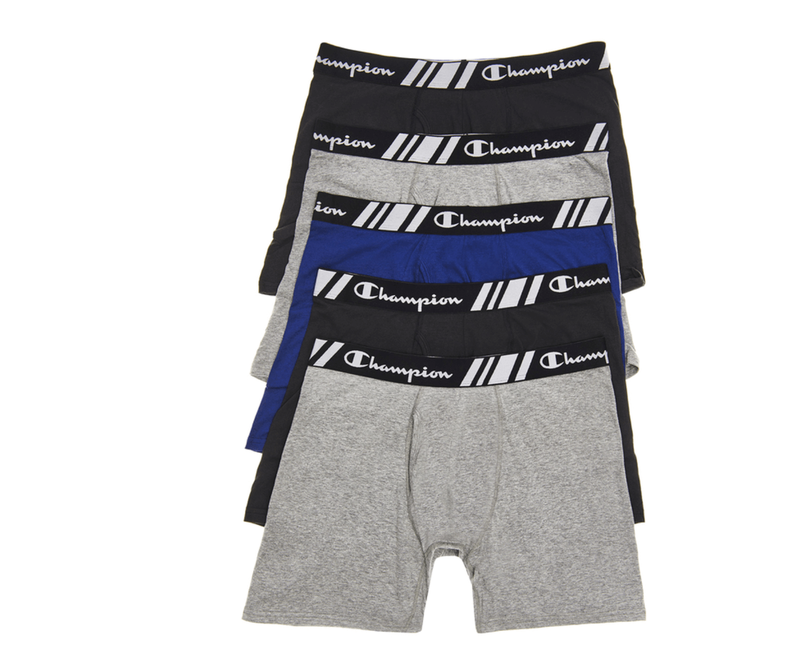Champion Men's Elite X-Temp Double Dry Technology Boxer Briefs Underwears 5  Pack - Black/Grey/Blue