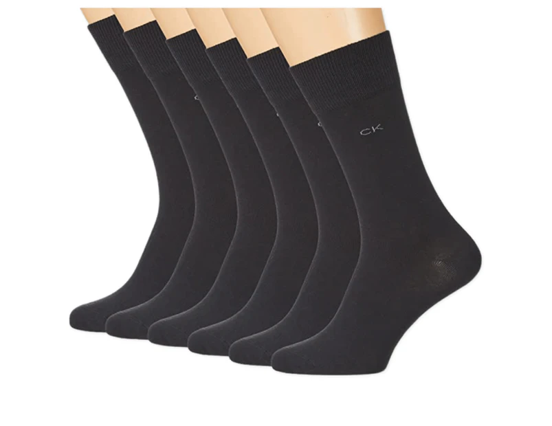 Calvin Klein Men's Cushion Comfort Cotton Crew Socks 6 Pack - Black US 7-12