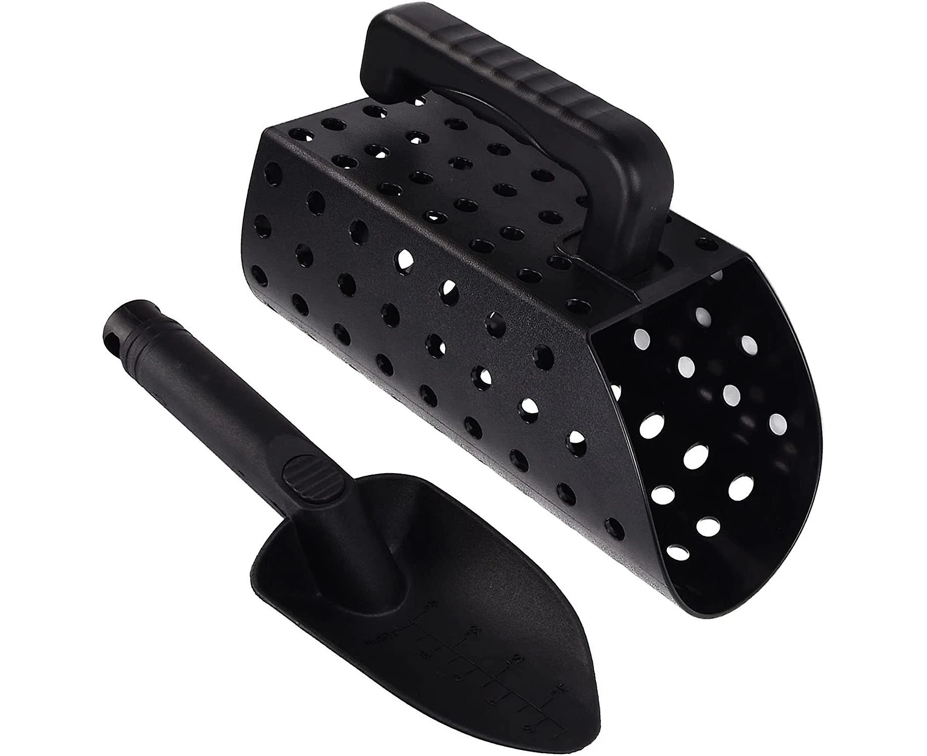 Metal Detecting Shovel Abs Efficient Lightweight Multi Purpose Sand Sifter Scoop Tool With Round Holes For Adults + Sieve + Shovel Cover(black)(1set)