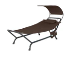 Costway Outdoor Hammock Bed Hanging Chaise Lounge Chair Stand w/Canopy Cushion Pillow Storage Bag Brown