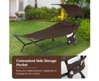 Costway Outdoor Hammock Bed Hanging Chaise Lounge Chair Stand w/Canopy Cushion Pillow Storage Bag Brown