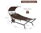 Costway Outdoor Hammock Bed Hanging Chaise Lounge Chair Stand w/Canopy Cushion Pillow Storage Bag Brown