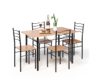 Giantex 5PCS Dining Table Set Kitchen Table & 4 Chairs w/Backrest Home Kitchen Furniture Metal Frame Brown