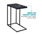 Giantex L-Shaped End Table Side Table Steel Frame Console Coffee Table Nightstand for Living Room Bedroom Black