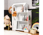 Costway 2in1 Kid's Dollhouse 3-Tier Wooden Bookcase Children's Bookshelf Storage Shelf Organiser Cabinet Room Gift