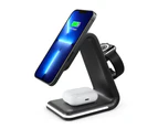 3 in 1 Magnetic Wireless Charger Compatible with MagSafe Charger Stand Dock-Black