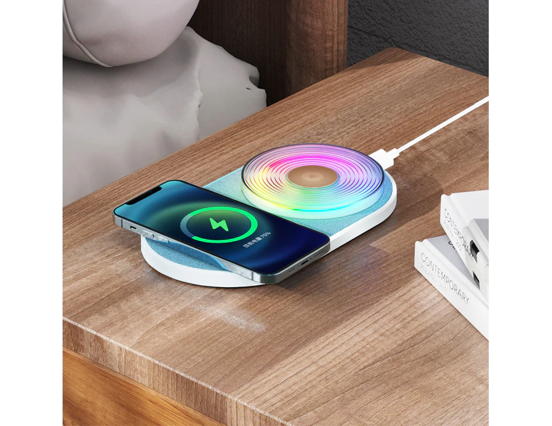 Household 15W Mobile Phone Fast Charging 2 in 1 Wireless Charging Night Light-White