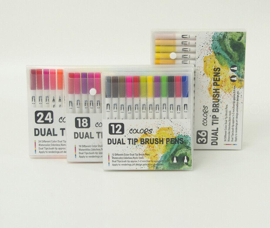 12-120 Color Art marker Watercolor Pen Brush Markers Dual Tip